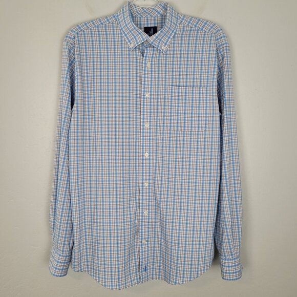 Johnnie-O Novak Prep-Formance Button Down Shirt Long Sleeve Plaid Blue Size M - Picture 1 of 13